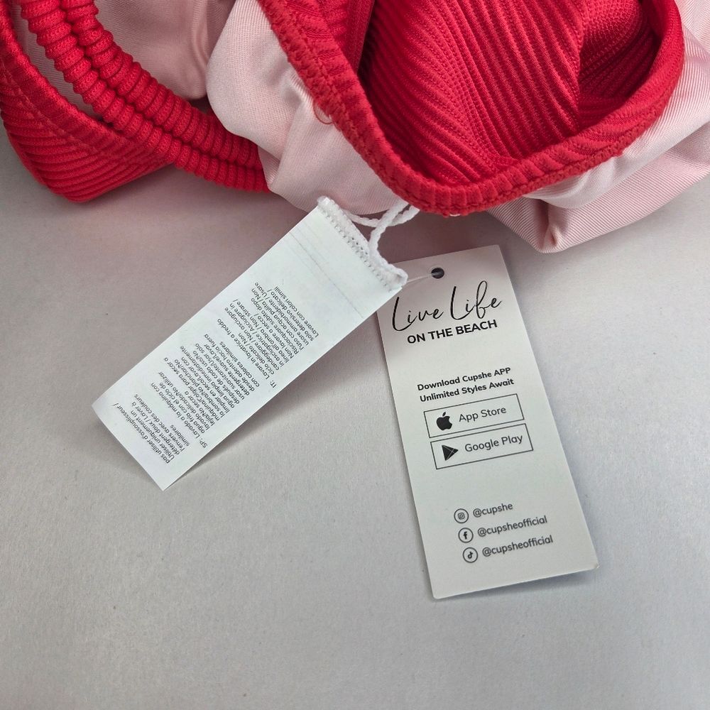 NWT Cupshe True Red Strappy One Shoulder One Piece Size L - Picture 7 of 7
